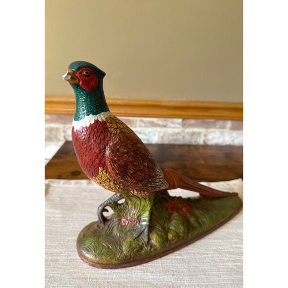 Vintage Holland Ceramic Pheasant Figurine Statue With Floral Base  1967 Bird - Picture 1 of 16